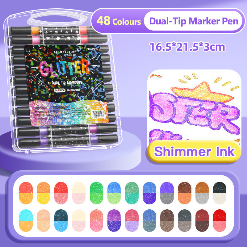 🔥Heißer Verkauf 50 % RABATT🎁Dual-Tip Glitter Marker Pen