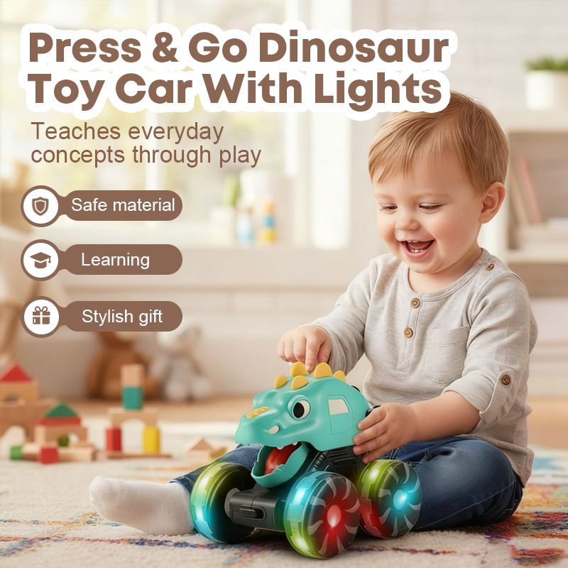 Press & Go Dinosaurier-Spielzeugauto mit Lichtern