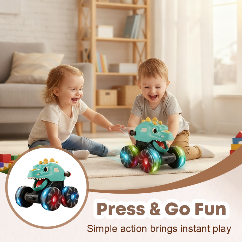 Press & Go Dinosaurier-Spielzeugauto mit Lichtern