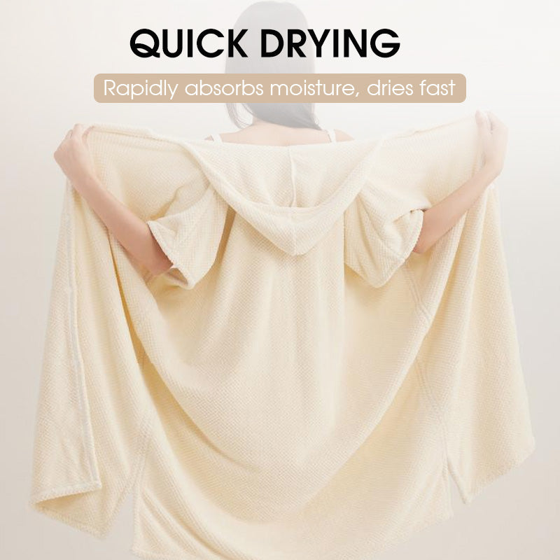 Women's Cosy Hooded Textured Grid Bademantel (50% RABATT)