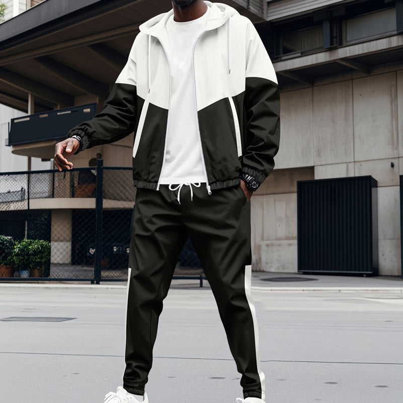 Herren Kontrast Hoodie & Verjüngte Jogginghosen Sport-Set