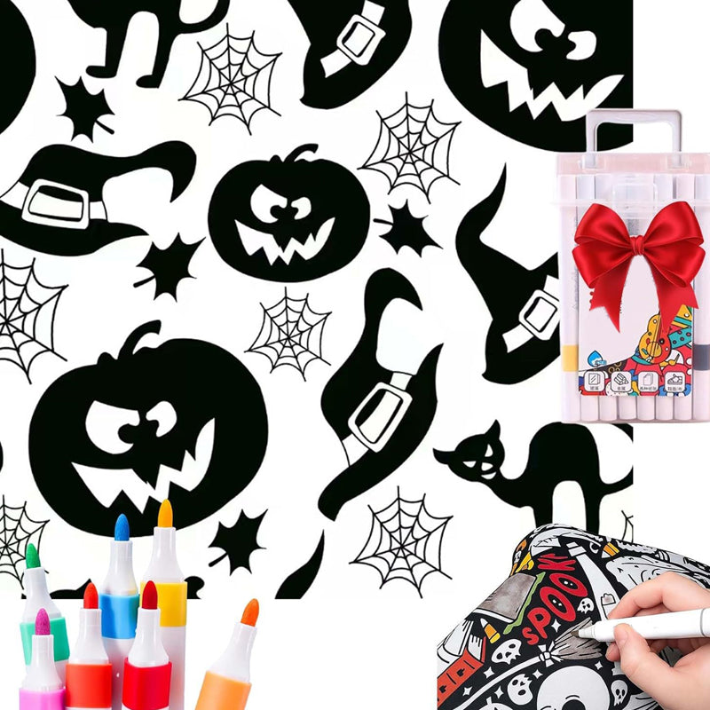 🛌 50% RABATT JETZT! ✨ DIY Maldecke mit Filzstiften - Waschbarer Stoff mit 10 Stiften für Kreatives Gestalten & Persönliche Deko 🎨✨