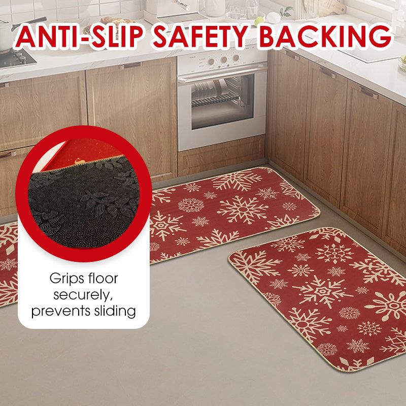 🎄✨Weihnachts-Küchenmatte für gemütliche Festtage - Rutschfest, leicht zu reinigen mit weihnachtlichen Dekormotiven