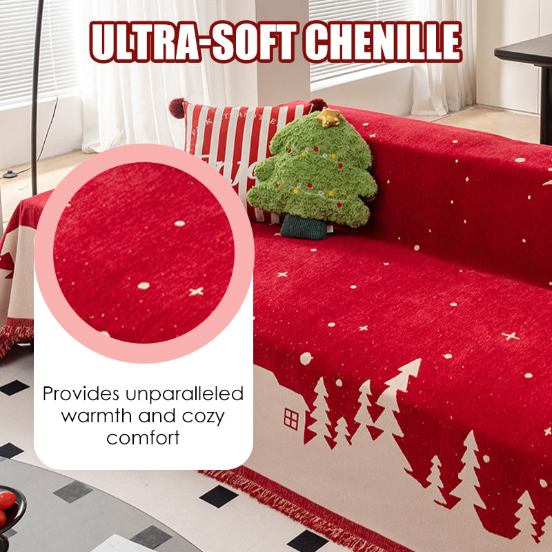 Christmas Chenille Sofa Slipcover - Weihnachten Chenille Sofa Schonbezug