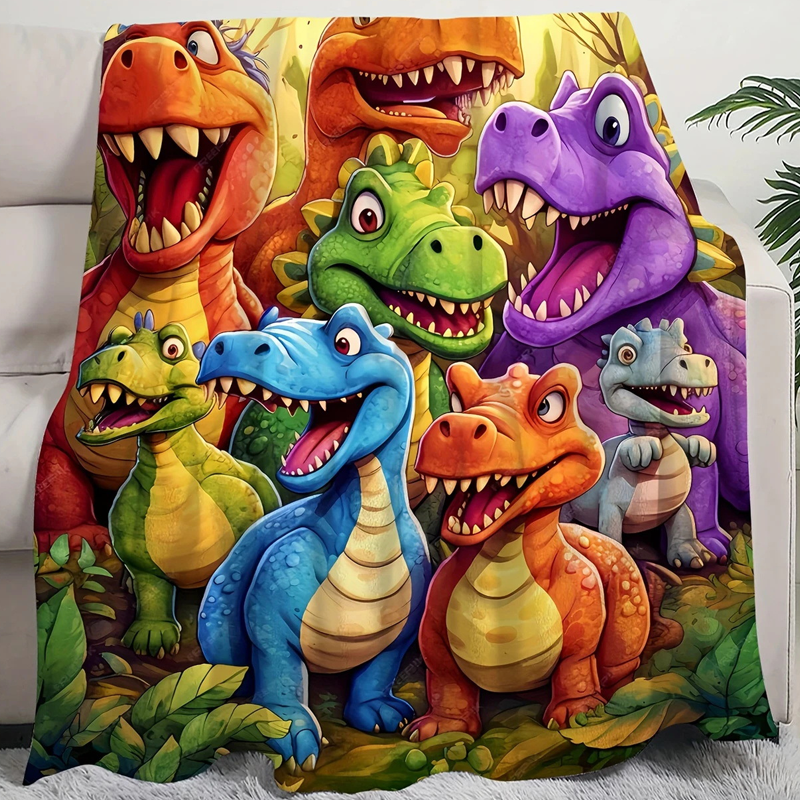 🎁Letzter Tag 49% RABATT🔥Niedriger HD-Digitaldruck-Flanell mit lächelnden Dinosauriern🦖