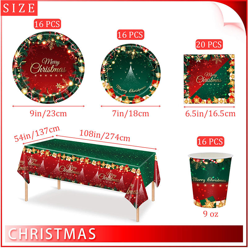 đ„Solange der Vorrat reicht 40 % Rabatt!đWeihnachts-Einweggeschirrset aus Papier fĂŒr 16 GĂ€ste