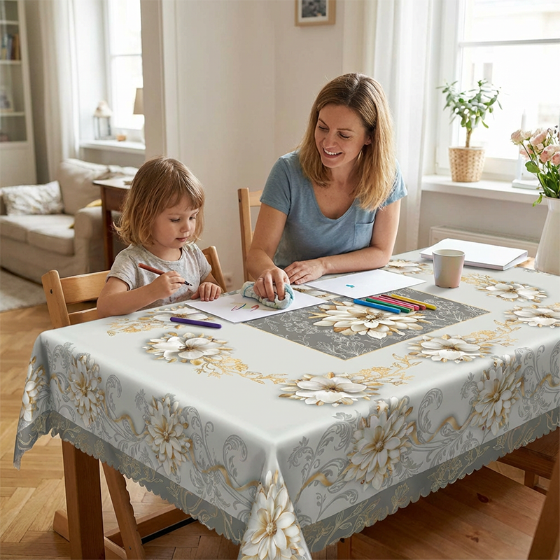 Elegante wasserdichte geprägte Blumentischdecke