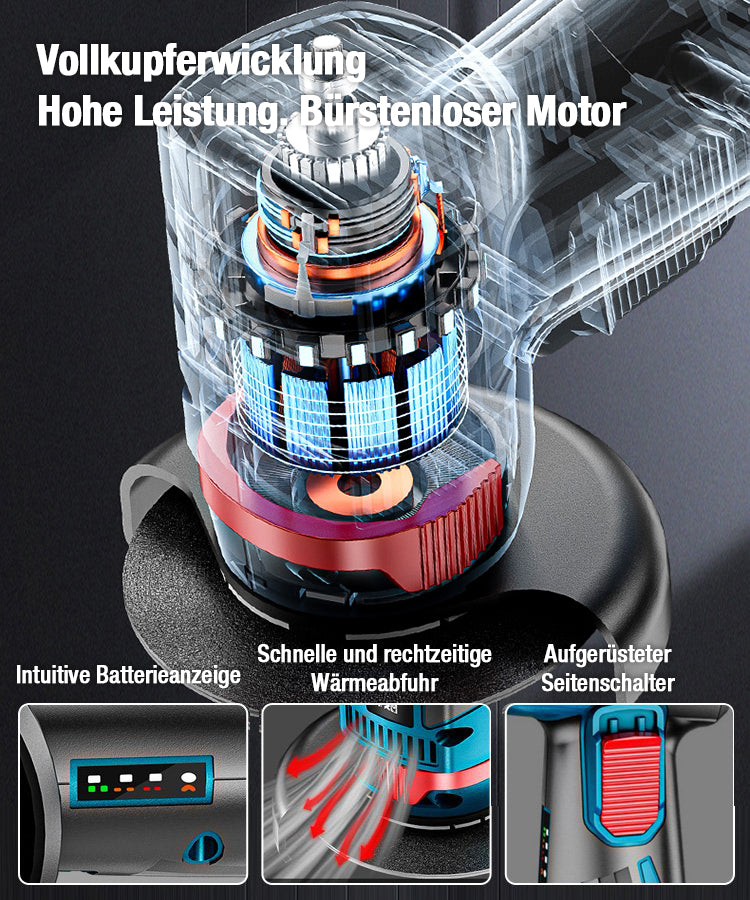 🔥 50 % Rabatt! 🔧 Mini-Winkelschleifer mit bürstenlosem Motor – Kompakter Akku-Schleifer für präzise Arbeiten, Schneiden & Schleifen