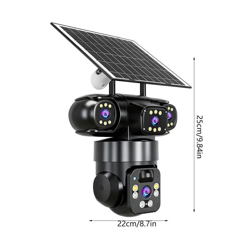 Solar-Überwachungskamera V360Pro – 3 echte Linsen, Nachtsicht, wasserdicht & blitzsicher – ideal für den Außenbereich rund ums Haus