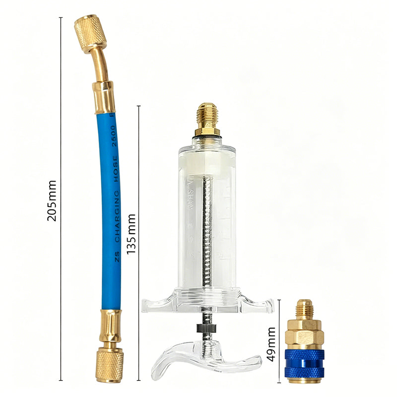 🔧 50% RABATT! 💥 A/C-Öl- und Farbstoff-Injektor-Set – 30 ml (1 oz) Kapazität, 1/4" SAE-Anschluss, inkl. transparenter Schlauch – ideal für Kfz-Klimaanlagen & Kühlsysteme 🚗