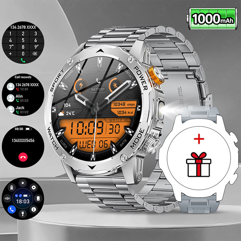 đȘ 50 % Rabatt â Smartwatch mit Bluetooth-Anrufen, Puls- & Blutsauerstoffmessung, integrierter Taschenlampe & Always-On-Display â ultraleicht & stilvoll â