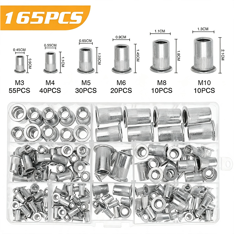 🔩 50% RABATT! 🛠️ Rändelnieten-Sortimentsset – Verschiedene Größen, robust & vielseitig – Ideal für Reparaturen, Heimwerken & kreative Projekte ✨