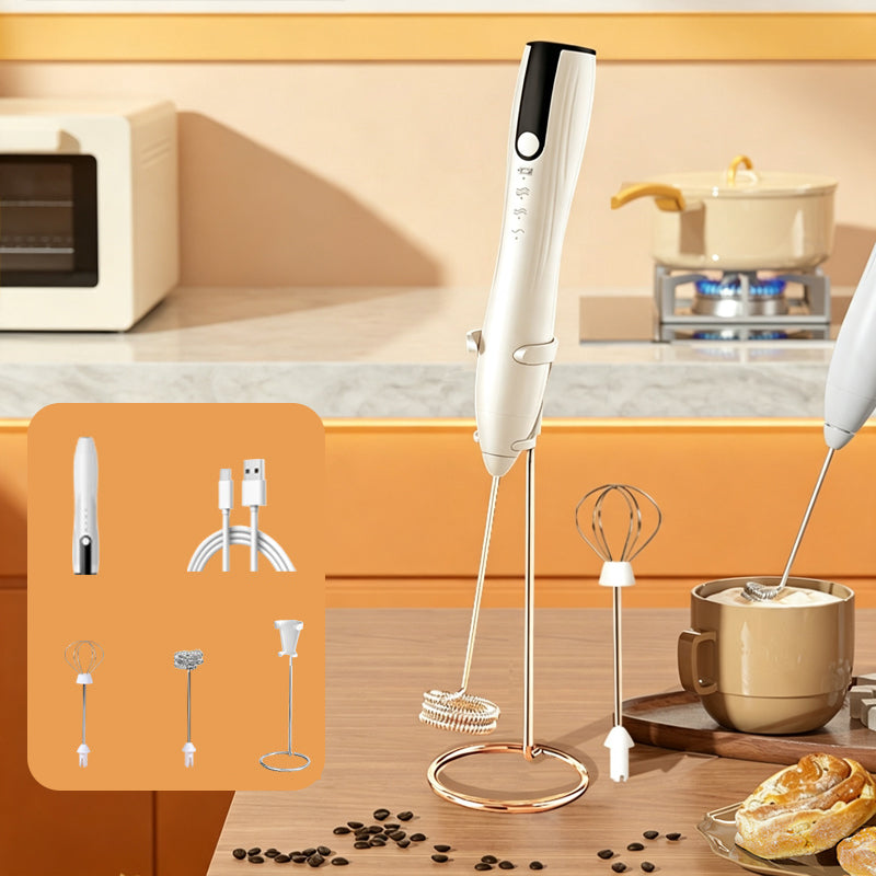 ☕ Elektrischer Milchaufschäumer – Handlicher Kaffee-Aufschäumer für cremigen Milchschaum, Latte & Cappuccino zu Hause