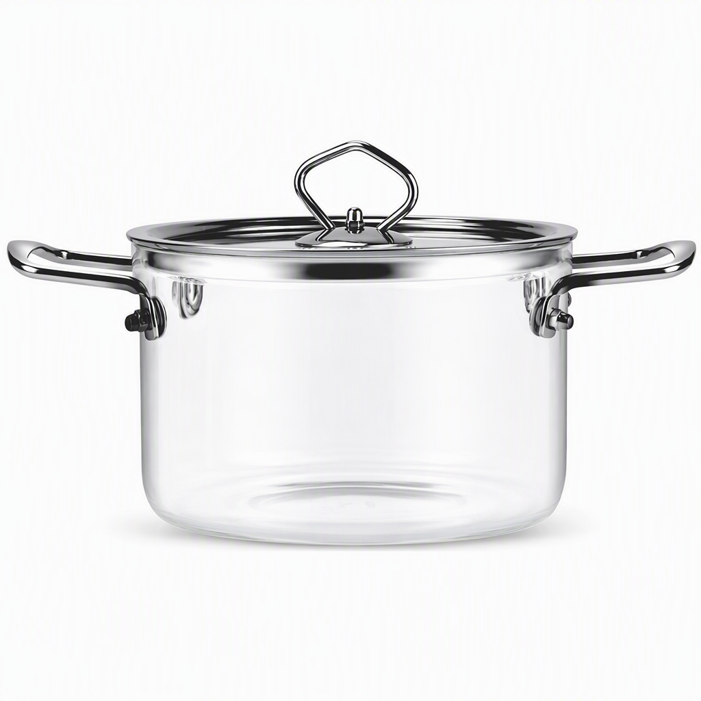 🍲 Suppentopf aus Borosilikatglas & Edelstahl – hitzebeständig, transparent & langlebig, mit Doppelgriffen