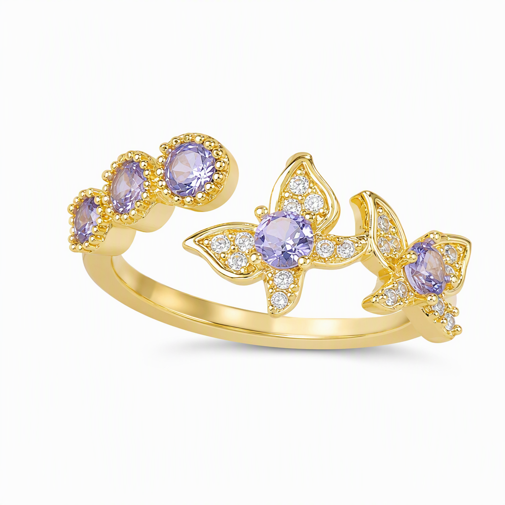✨ 50 % Rabatt! 🦋 Ein Hauch von Eleganz – Funkelndes Schmetterling-Schmuckset mit violetten Zirkonia