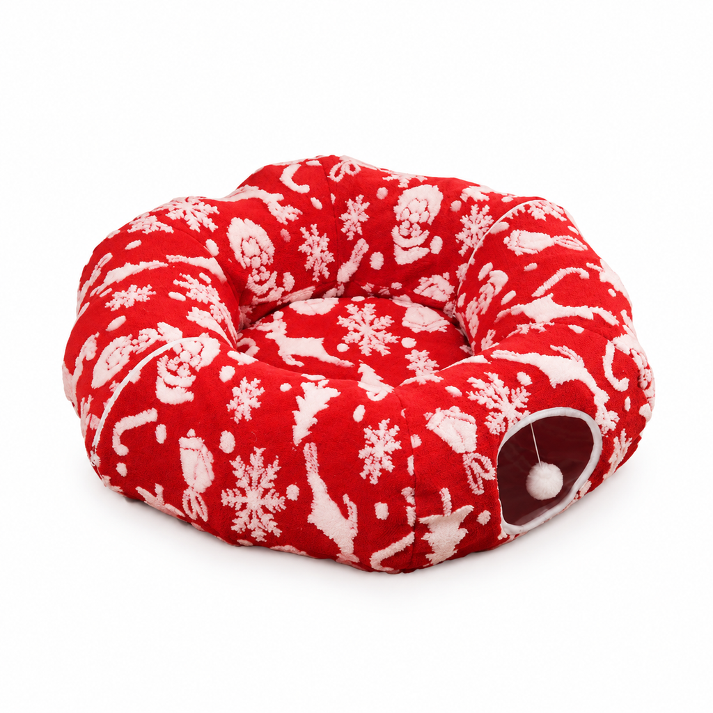 🔥Early Black Friday – Deals starten jetzt!💰Weihnachts-Katzentunnel mit Donut-Kuschelbett – limitierte Edition, abnehmbar & waschbar🎄🐱