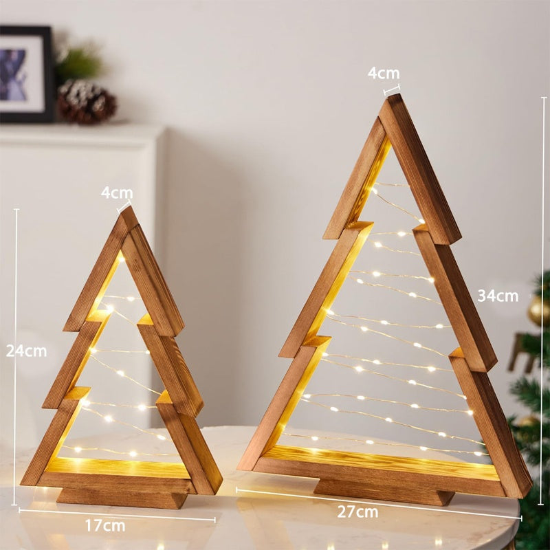 🔥Early Black Friday – Deals starten jetzt!💰🎄 2er-Set Tisch-Weihnachtsbäume aus Holz mit LED-Beleuchtung – festliche Deko für Tisch & Fensterbank