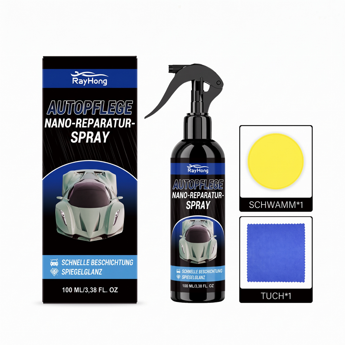 🚗 Nano-Reparaturspray für Autolack – entfernt Kratzer, reinigt, poliert & versiegelt in einem