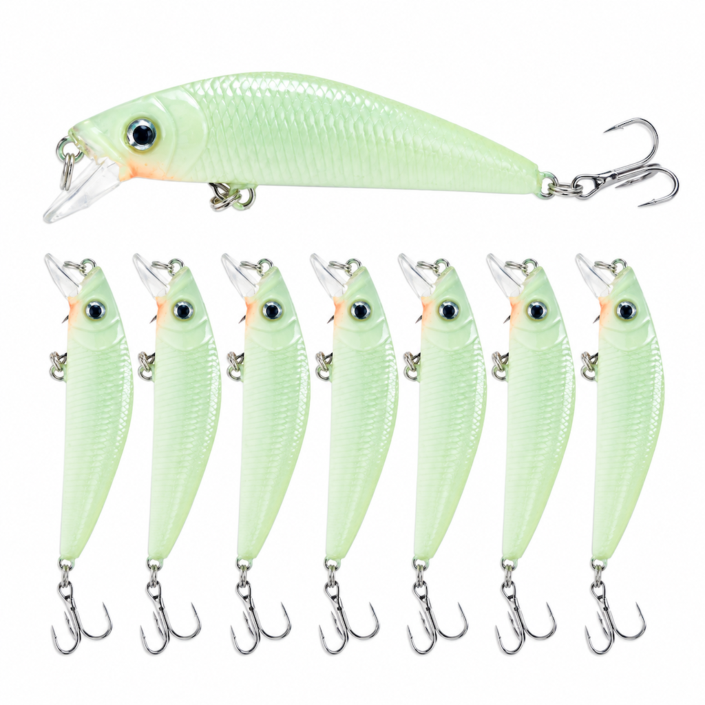 📢📢50% RABATT !!🎣 Leuchtender Minnow Wobbler 7cm 8g – Hardbaits für Nachtangeln, UV-aktiv & fängig für Zander & Barsch