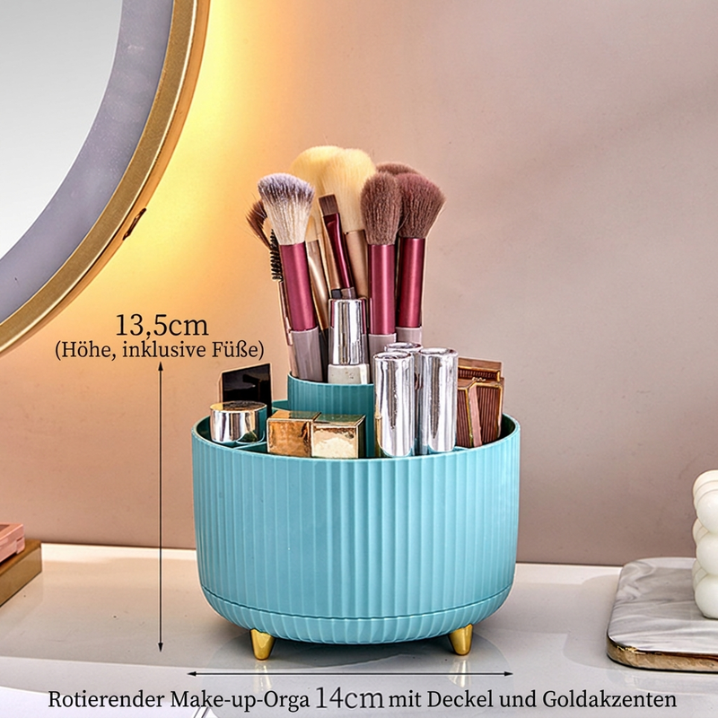 💄 Rotierender Kosmetik-Organizer mit Staubschutz – für Pinsel, Lippenstifte & Lidschatten, für Schminktisch & Schreibtisch