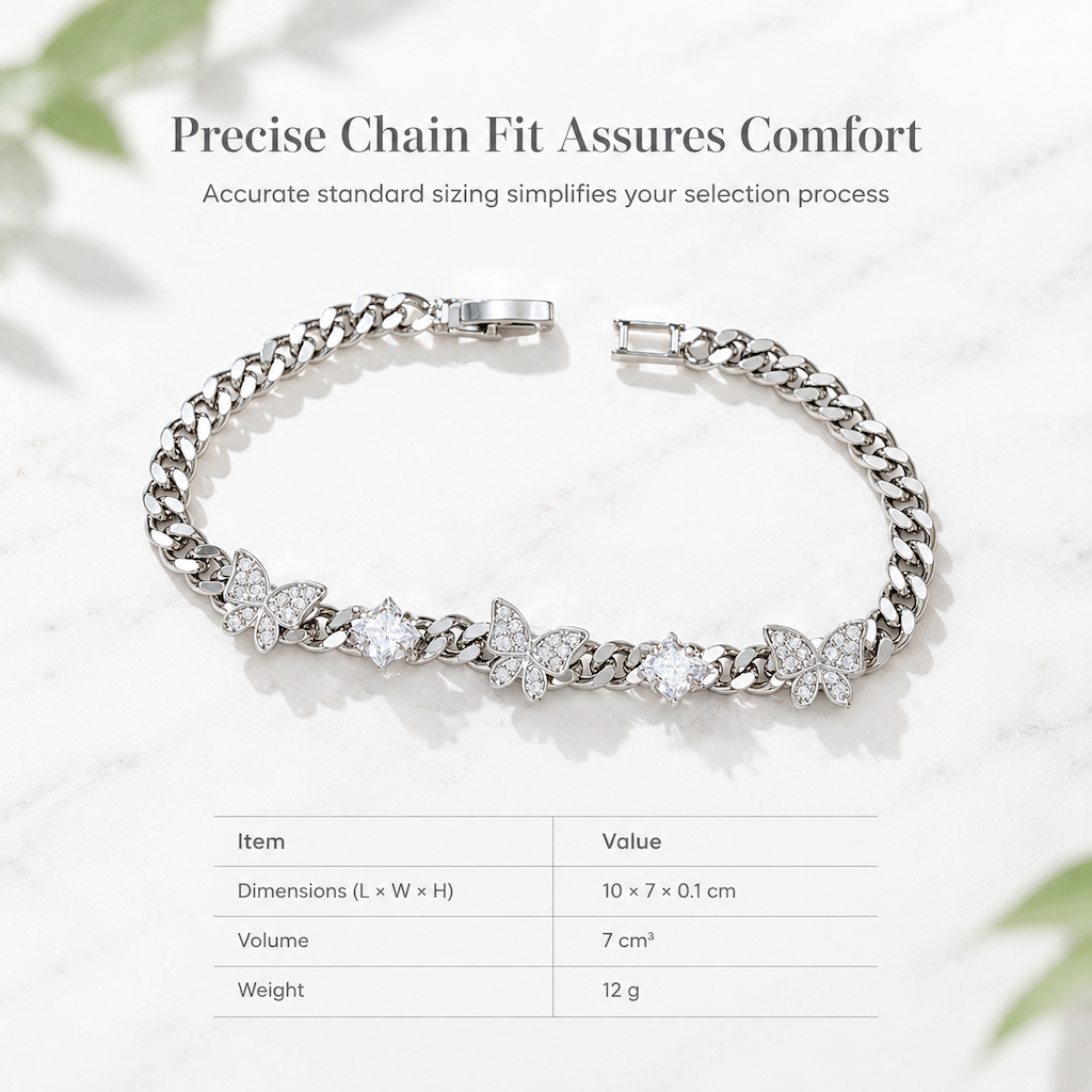 🦋✨ 50% RABATT! 💎 Silberne Panzerkette mit Zirkonia & Schmetterlings-Anhänger – funkelnd & robust für Damen