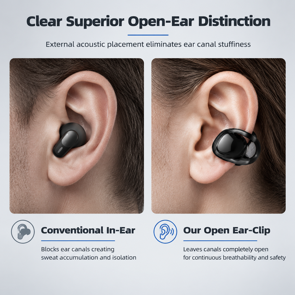 🏃 50% RABATT! 🎧 Open-Ear Clip-On Bluetooth Kopfhörer für Sport – sicherer Halt & Umgebungswahrnehmung