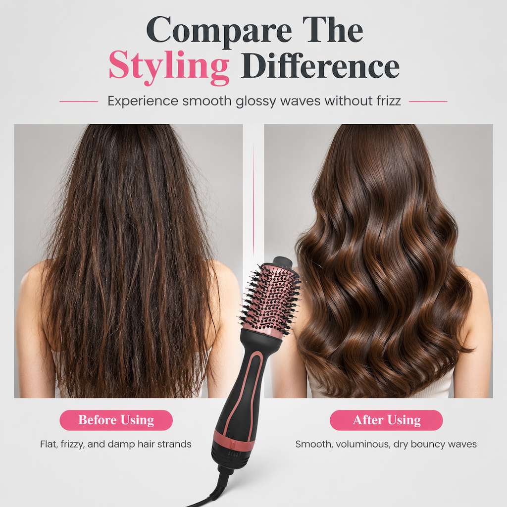 50% RABATT! 💇♀️ Warmluftbürste für nasses & trockenes Haar – Föhnbürste zum Trocknen & Stylen