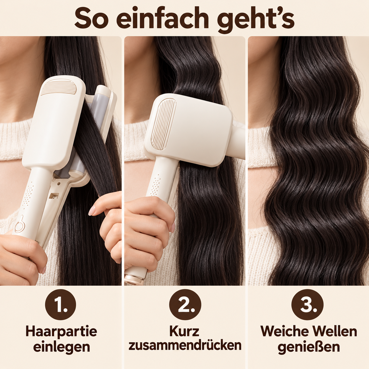 🔥50 % RABATT! 32-mm-Welleneisen für weiche große Wellen – 4 Temperaturstufen