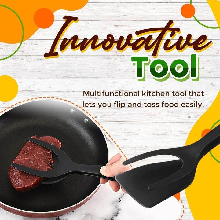 🍳 50% RABATT JETZT! 🥩 2-in-1 Spatelzange – Hitzebeständiges Silikon & rutschfester Griff – Küchen-Kochutensil 🔥