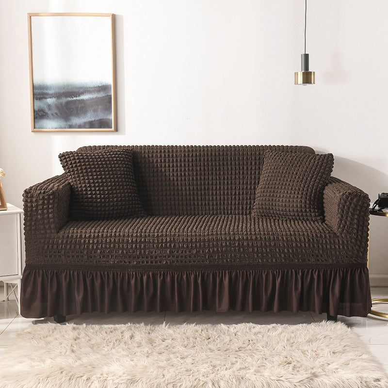 🛋️ 50% RABATT! 🎄 Universeller Sofabezug mit Rüschenrock – Dehnbar, rutschfest & perfekt für Weihnachten und den täglichen Schutz ✨