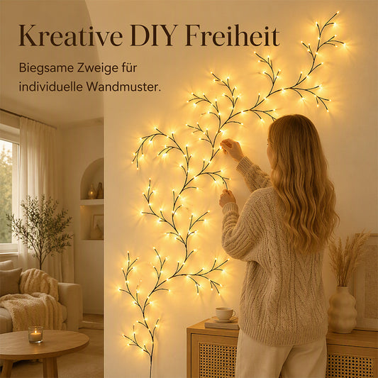 🌿 50 % Rabatt – Bunte LED-Lichterkette im Ranken-Design – flexibles, batteriebetriebenes Set mit 8 Modi – für Garten, Balkon, Zimmer & Partys 💡