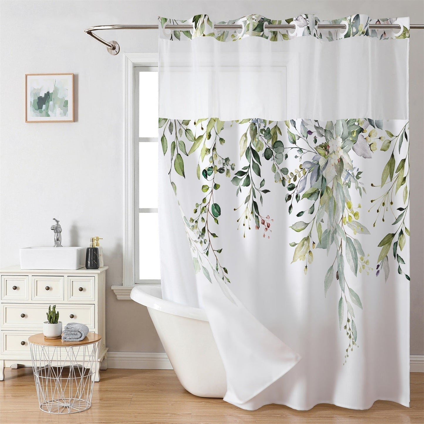 Doppellagiges Duschvorhang-Set mit Futter – Abnehmbar, Ohne Haken, Weißer Waffel-Design🚿🛁