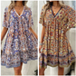 🔥Schneller Abverkauf – 50 % Rabatt👗Minikleid mit Blumenmuster und V-Ausschnitt und kurzen Ärmeln für Damen