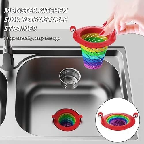 🌈 Ausziehbarer Küchen-Abflussfilter – Fängt Speisereste & Schmutz auf und hilft, Verstopfungen zu vermeiden