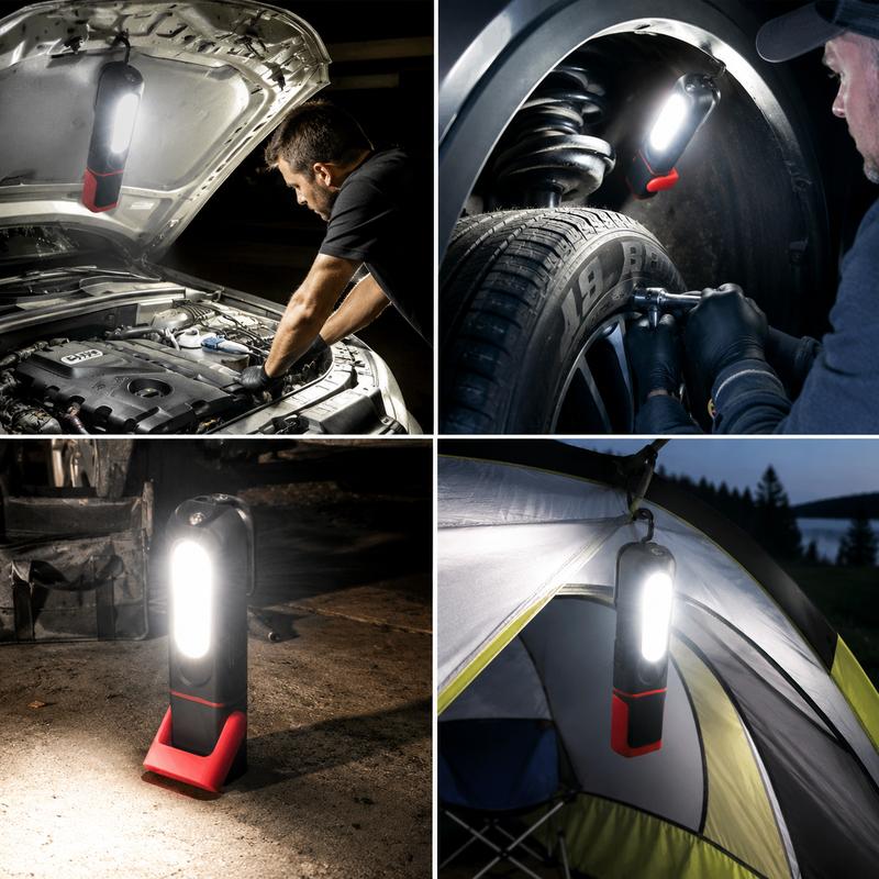 🔦 Wiederaufladbare COB-Arbeitsleuchte – 3000 Lumen Magnetische Inspektionslampe mit 360°-Drehhaken für Auto, Garage & Camping