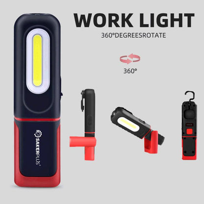 🔦 Wiederaufladbare COB-Arbeitsleuchte – 3000 Lumen Magnetische Inspektionslampe mit 360°-Drehhaken für Auto, Garage & Camping