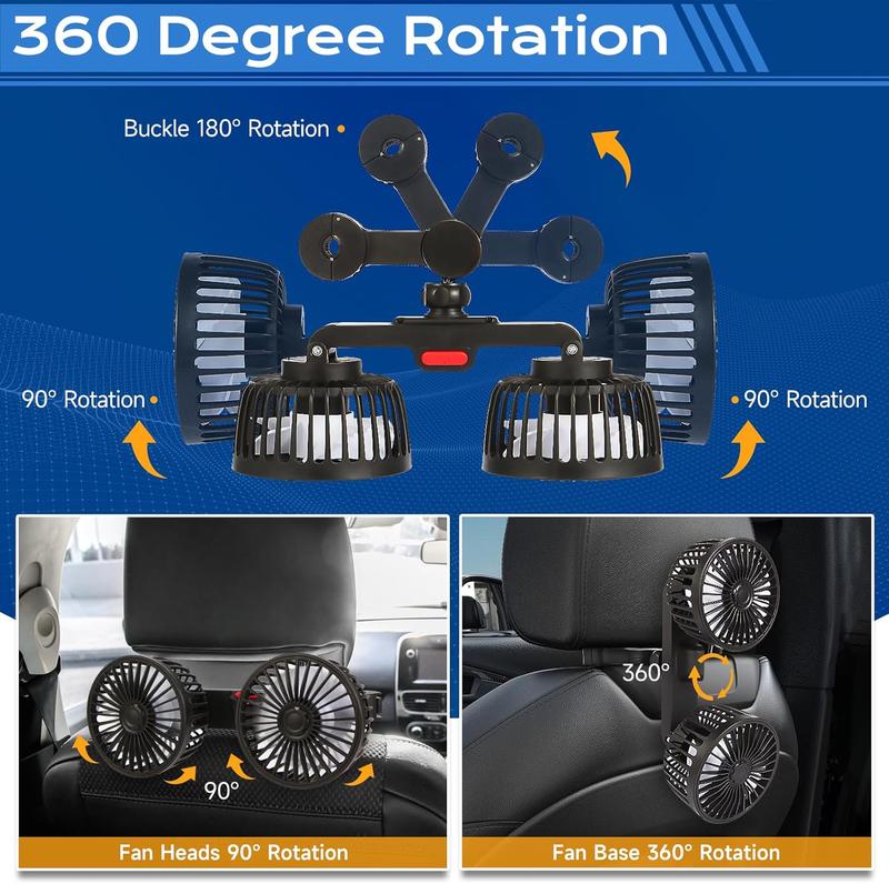 🌬️ Multifunktionaler Kfz-Lüfter für Rücksitze – 3-stufige Windgeschwindigkeit, leiser Betrieb & flexible Montage an Kopfstützen, perfekt für Auto, SUV & Wohnmobil 🛣️