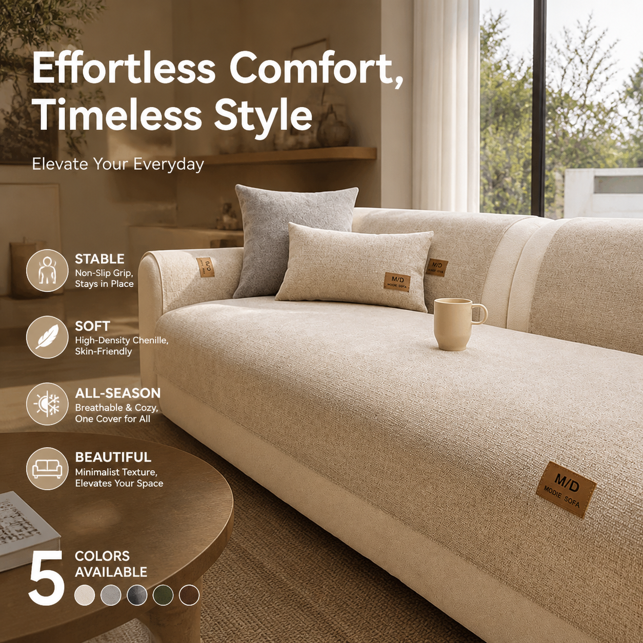 🛋️ Gepolsterte rutschfeste Sofaabdeckung – ultraweich, waschbar & kratzfest – ideal für Kinder und Haustiere 🐾