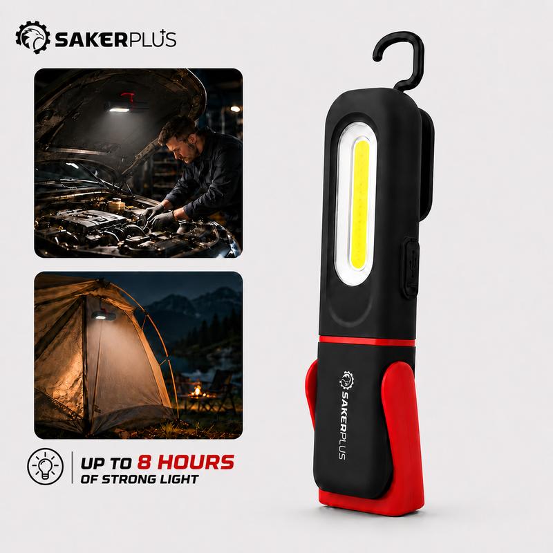 🔦 Wiederaufladbare COB-Arbeitsleuchte – 3000 Lumen Magnetische Inspektionslampe mit 360°-Drehhaken für Auto, Garage & Camping
