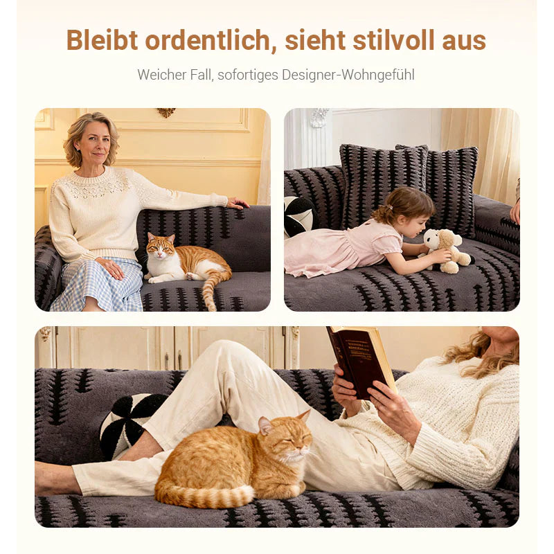 🛋️ 50% RABATT 2025! ✨ Plüsch Sofaüberwurf - Extra Dicke & Rutschfeste Decke mit Elastischen Kanten für Herbst und Winter 🍂❄️