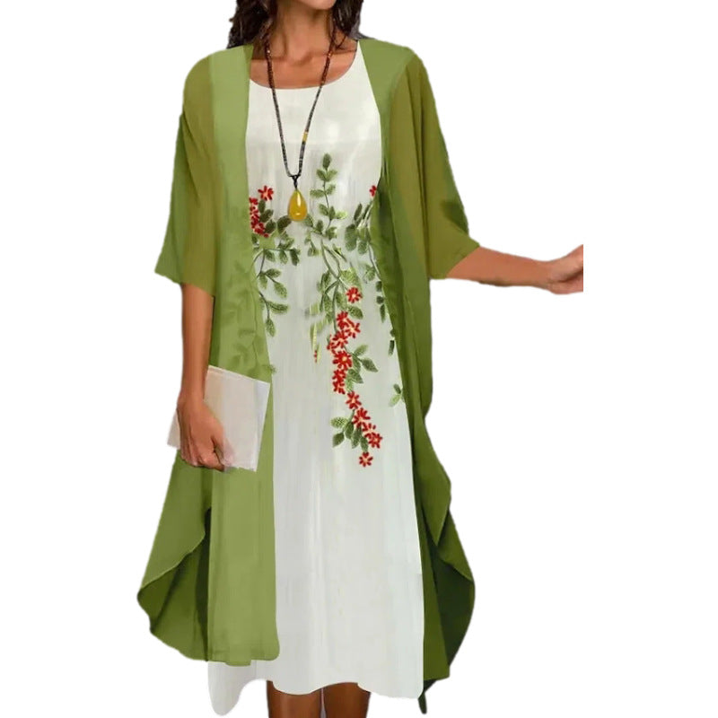🌸Ensemble aus elegantem Kleid mit Blumendruck für Frauen