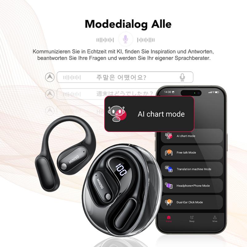 Ki Übersetzungs-Kopfhörer – Echtzeit-Übersetzung in 134 Sprachen mit App, Bluetooth 6.0, Kabellose Earbuds für Musik & Anrufe, IPX5 Wasserdicht, Lange Akkulaufzeit