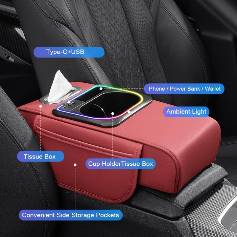 🚗 Mittelkonsole-Organizer mit Handyhalterung & USB-Ladefunktion – multifunktionaler Getränkehalter & Ablage für Auto