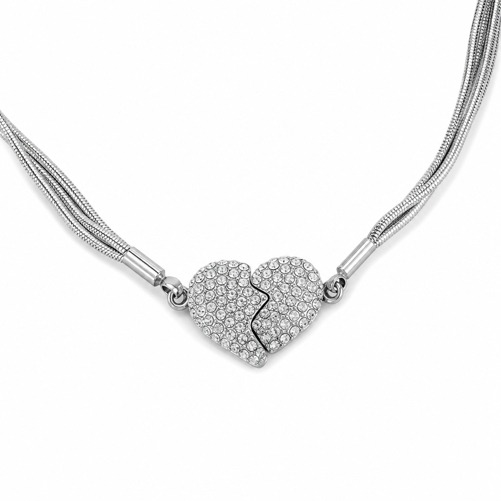 ❤️ 50 % Rabatt! ✨Elegante Herz Halskette mit Zirkonia – Minimalistischer Damen Schmuck mit Magnetverschluss