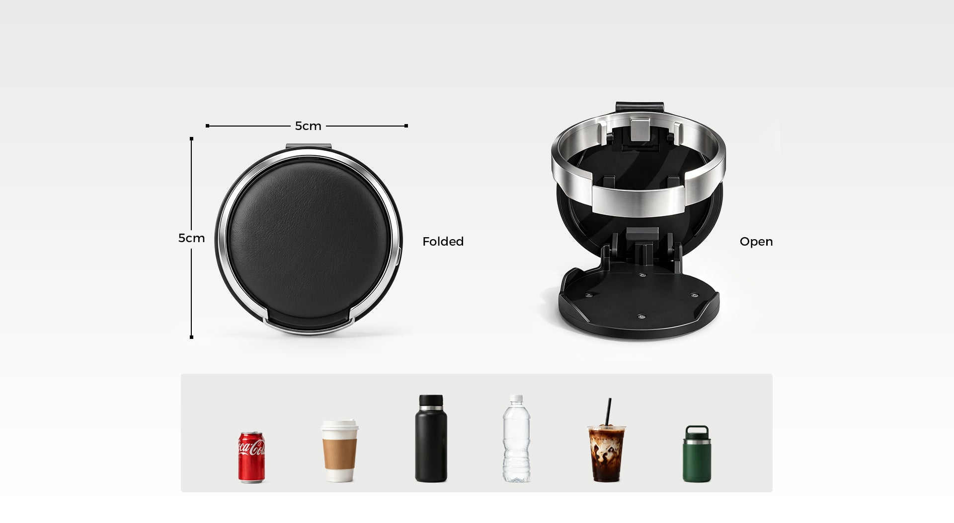 Large diameter car door cup holder