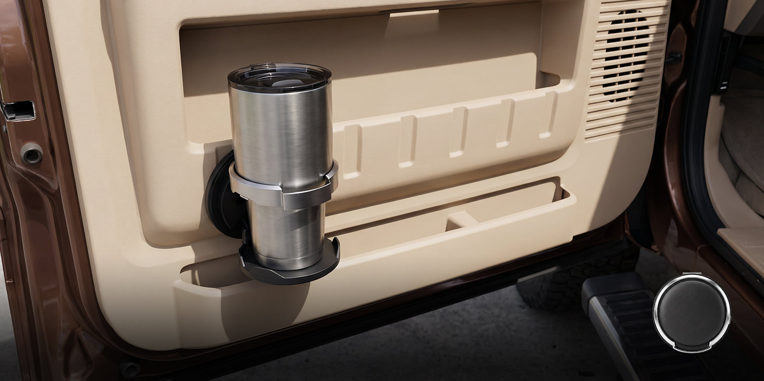 Classic black car door cup holder
