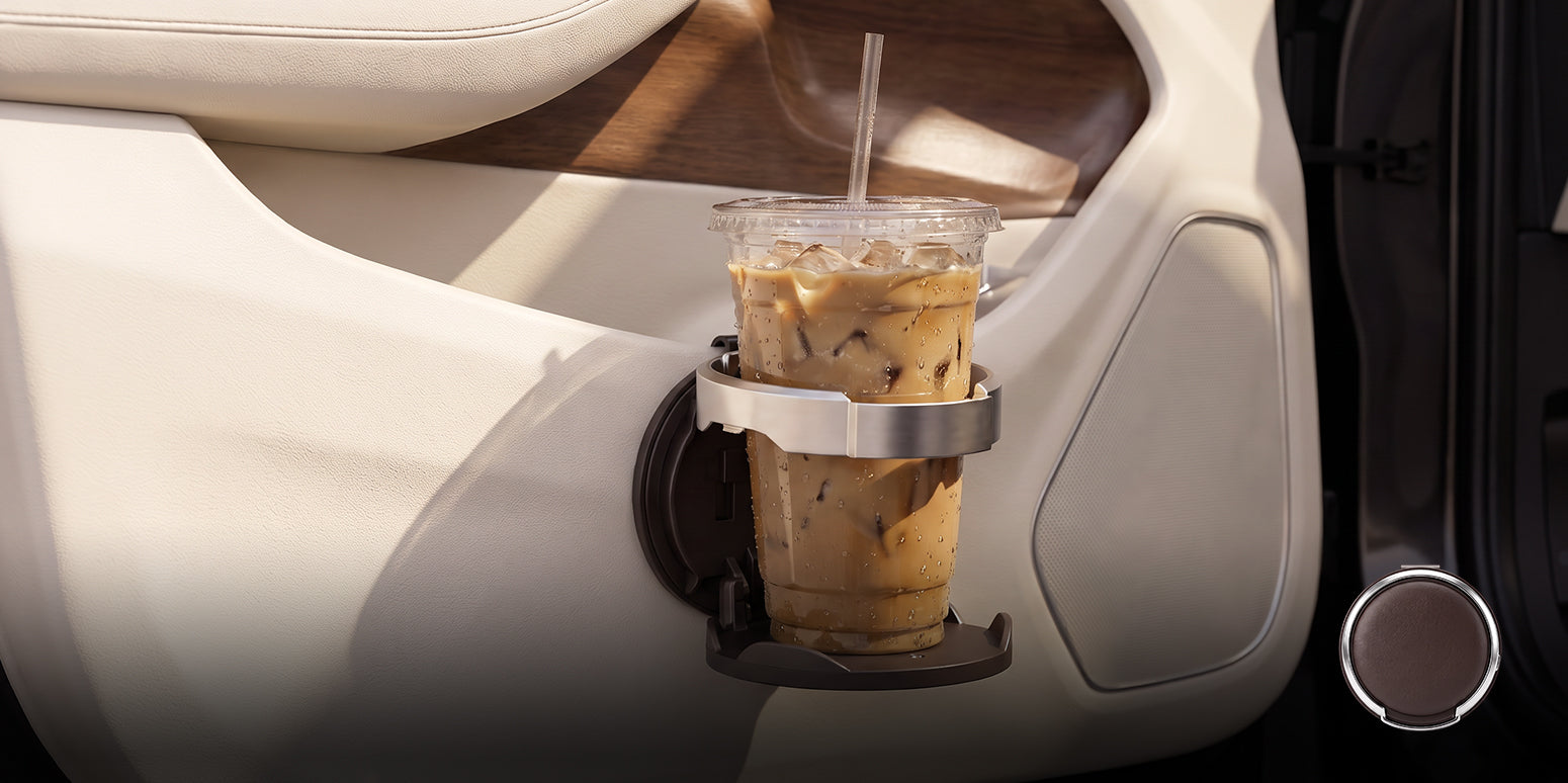 Coffee brown car door cup holder