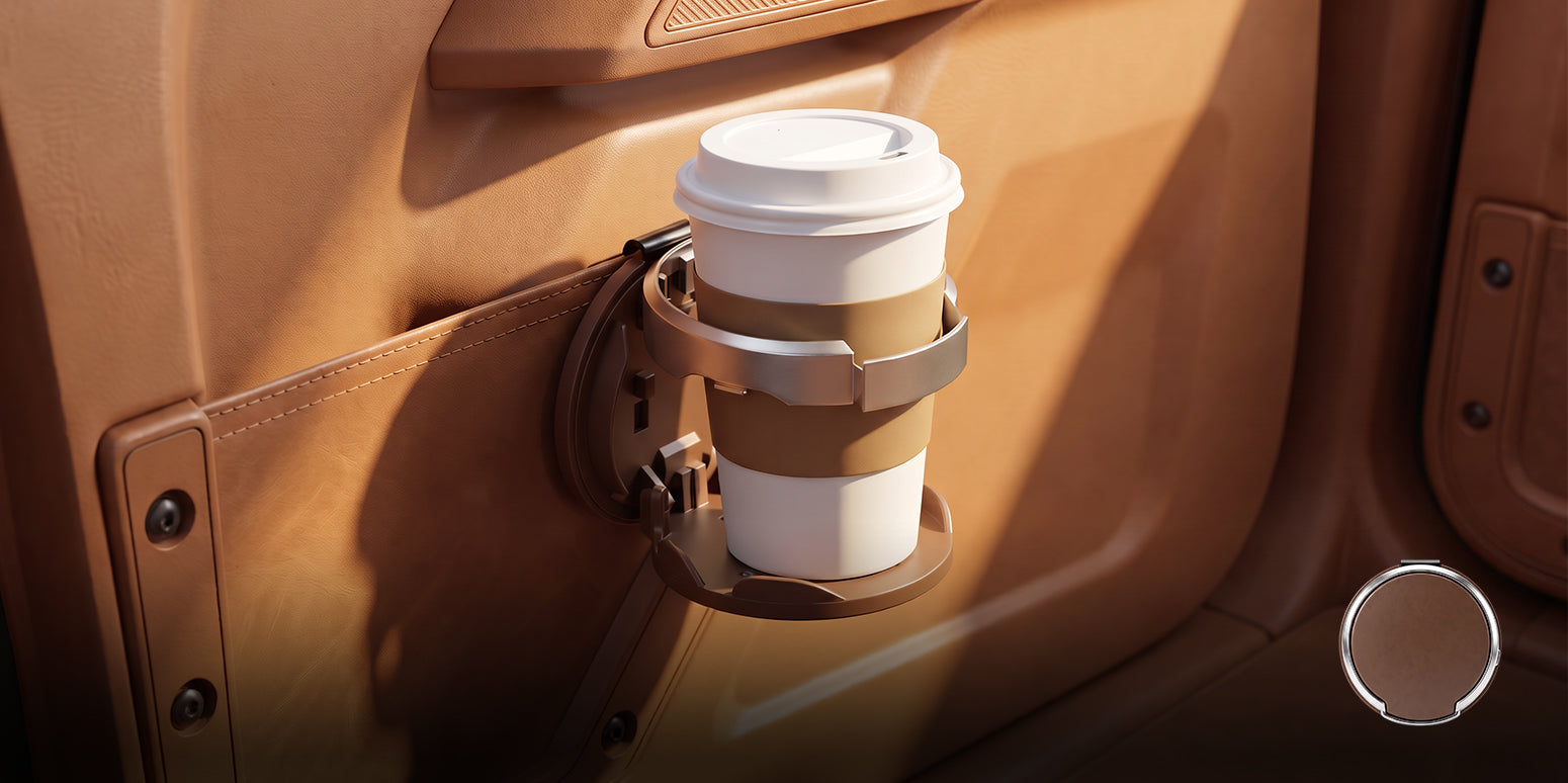 Chestnut brown car door cup holder