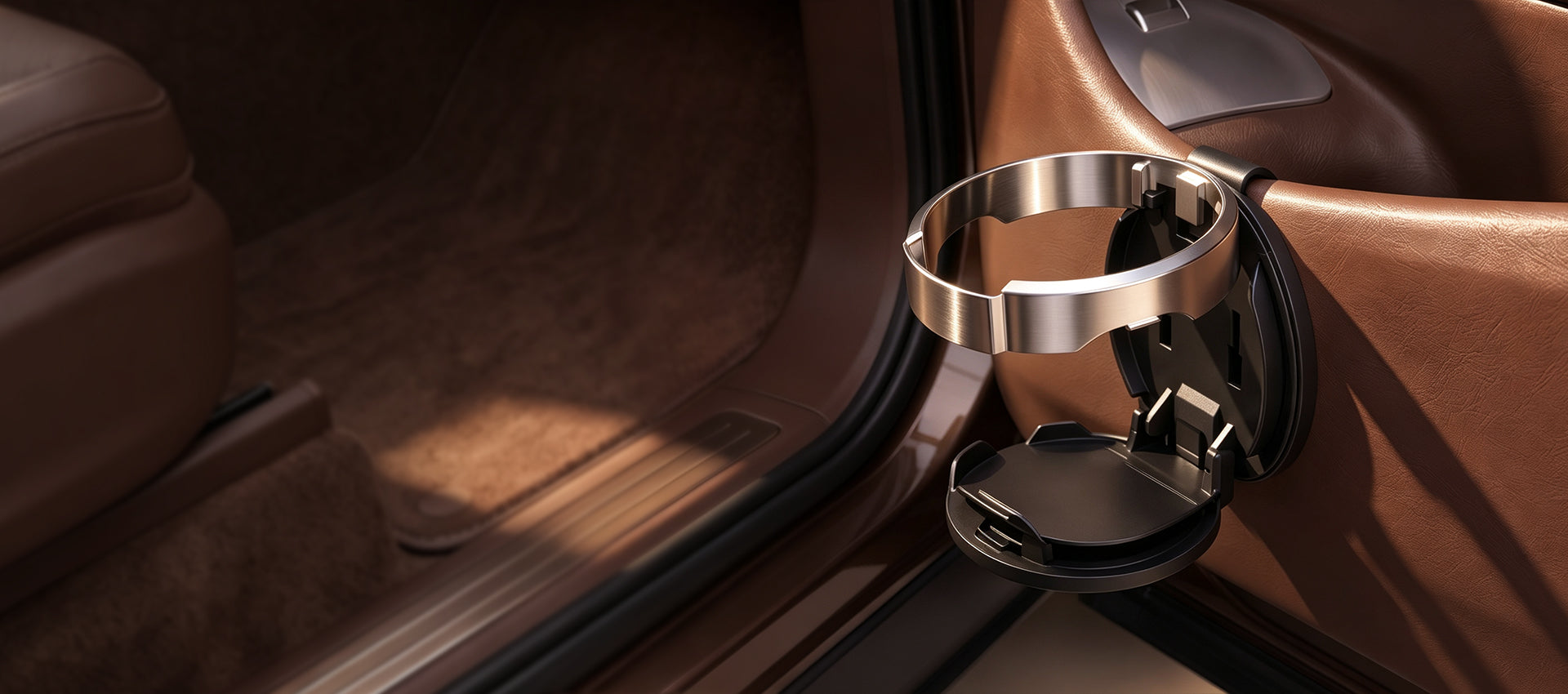 Foldable car door cup holder