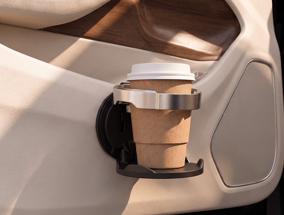 Morning coffee in car